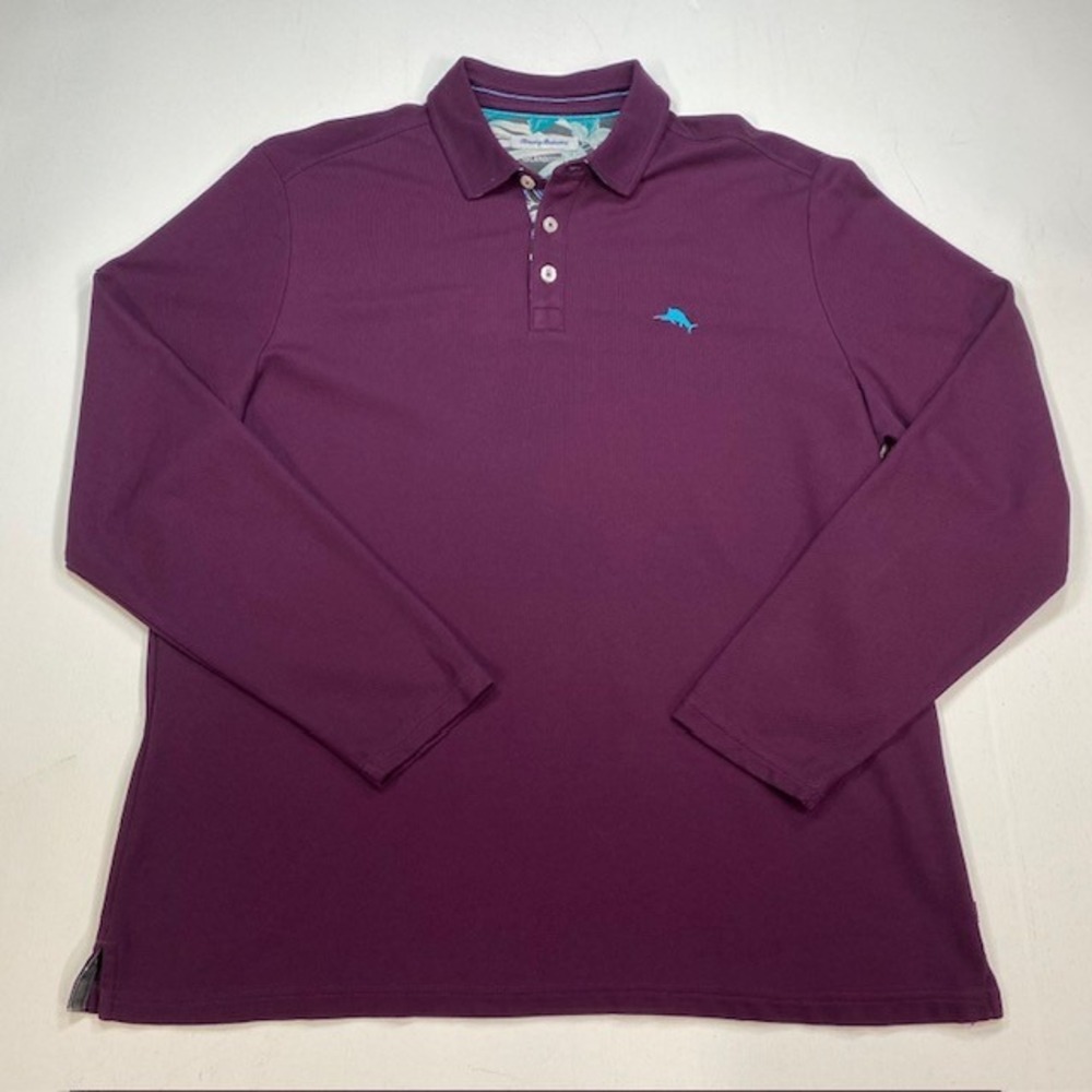 Tommy Bahama IslandZone Long Sleeve Polo Shirt Mens XL Purple Supima Cotton - Picture 3 of 9